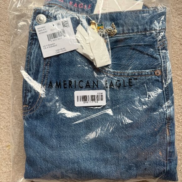 SYDNEY SWEENEY x AMERICA EAGLE BUTTERFLY Jeans NWT size 4 - Picture 2 of 4
